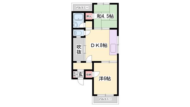 アーバン城見(2DK/1階)の間取り写真
