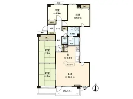 エクレール福住壱番館(4LDK/2階)の間取り写真