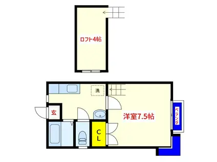 メゾニティ 野口(1SDK/2階)の間取り写真