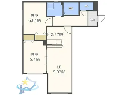 THE RESIDENCE PARK YAMAHANA(2LDK/4階)の間取り写真