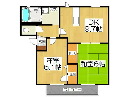 プランタン96(2DK/1階)の間取り写真