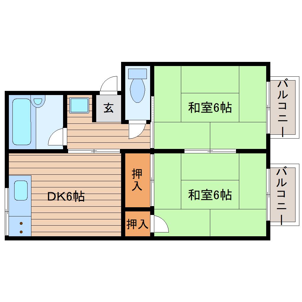 サニーハイツ(2DK/2階)の間取り写真