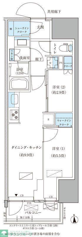 パークアクシス品川天王洲アイル(2DK/12階)の間取り写真
