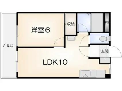ポラリス庄屋(1LDK/3階)の間取り写真