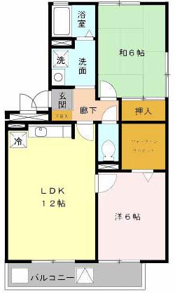 ウエストハイツ(2LDK/1階)の間取り写真