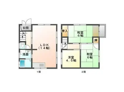 桜馬場貸(3LDK/1階)の間取り写真