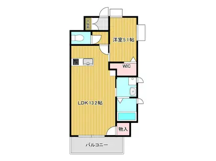 ギャラクシーヴィーラブライト(1LDK/13階)の間取り写真