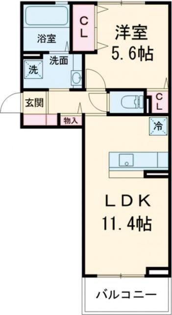 D-ROOM須屋(1LDK/2階)の間取り写真