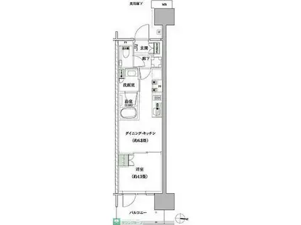 ザ・パークハウス亀戸九丁目(1DK/2階)の間取り写真