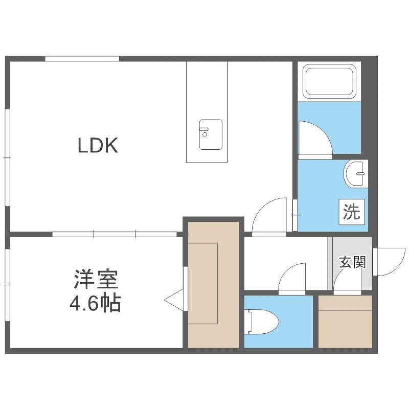 カレラ学園前(1LDK/2階)の間取り写真