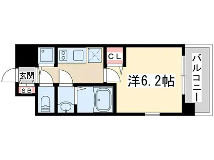 ララプレイス ザ・大阪リヴァージュ(1K/7階)の間取り写真