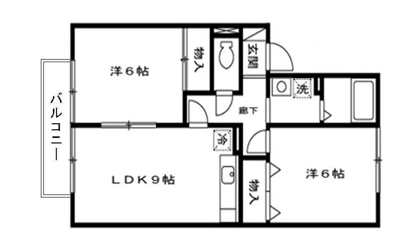 櫛田ハイツ(2LDK/2階)の間取り写真