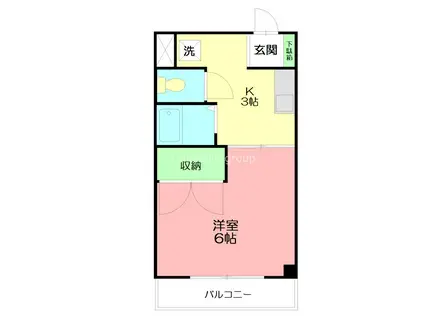 コーシュービル88(1K/3階)の間取り写真
