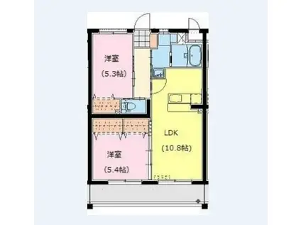 ジェイ スカイ メゾン(2LDK/3階)の間取り写真
