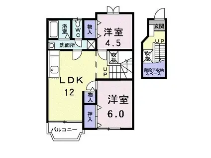 エヴァーグリーン(2LDK/2階)の間取り写真