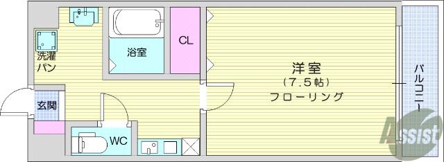 ハイツよつば(1K/3階)の間取り写真