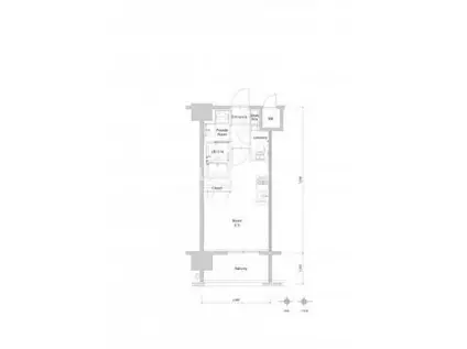 エンクレスト博多PARKSIDE(ワンルーム/12階)の間取り写真