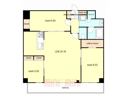 プレジオ西宮北口(3LDK/5階)の間取り写真