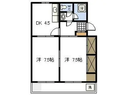 プランドール本郷(2DK/2階)の間取り写真