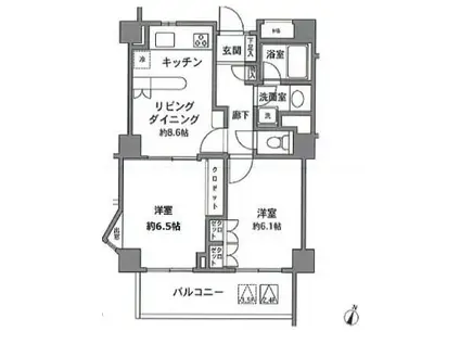 フレール早稲田(2DK/1階)の間取り写真