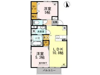 ボーン恵(2LDK/2階)の間取り写真