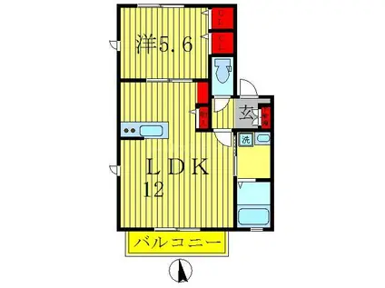 PIZ BERNINA(1LDK/1階)の間取り写真