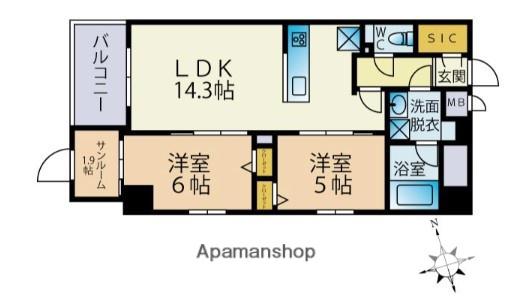 ODAKI BLDG OTEMON(2SLDK/4階)の間取り写真