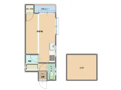 リバーサイドハウス(ワンルーム/2階)の間取り写真