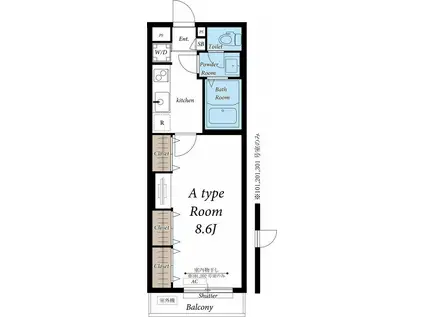 リブリ・JUNE HAPPINESS(1K/2階)の間取り写真