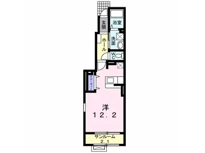 洸樹II(ワンルーム/1階)の間取り写真