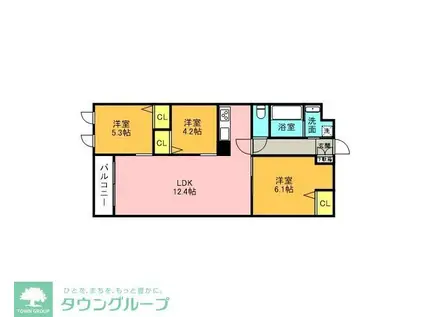 THE BELUGA 世田谷 RESIDENCE(2SLDK/1階)の間取り写真