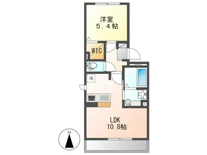 アンソレイユ(1LDK/2階)の間取り写真