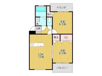 プレステージレオ壱番館(2LDK/3階)の間取り写真
