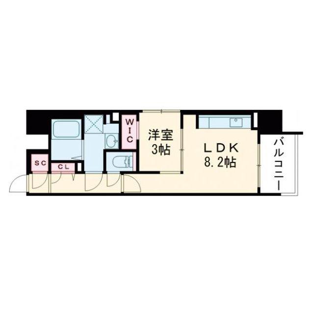 S-RESIDENCE天満橋AR(1LDK/8階)の間取り写真