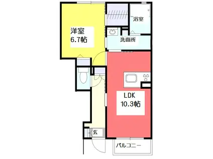 シャーメゾンベルクレールB(1LDK/1階)の間取り写真