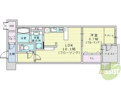 COCO MARINI(1LDK/2階)の間取り写真