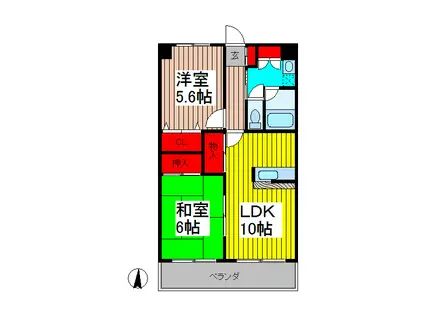 プレステージ新郷(2LDK/2階)の間取り写真