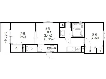 クリエオーレ南新町(2LDK/1階)の間取り写真