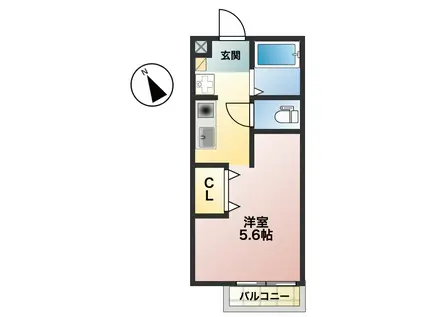 MIYABI(1K/2階)の間取り写真