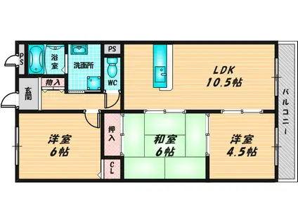 グランドールみと(3LDK/1階)の間取り写真