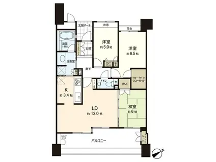 MJR和白丘(3LDK/6階)の間取り写真