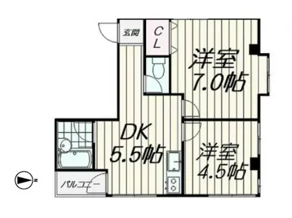 グランエソール西大井(2DK/3階)の間取り写真
