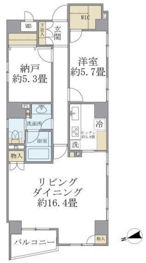 麹町レジデンス(1SLDK/3階)の間取り写真