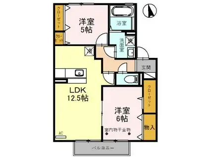 クリスタルガーデン(2LDK/2階)の間取り写真