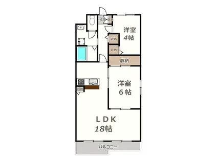 トーシン阿倍野(2LDK/6階)の間取り写真