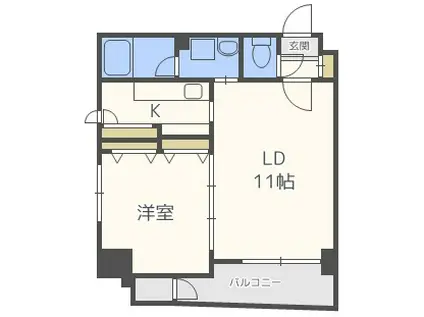 ハルバード24(1LDK/6階)の間取り写真