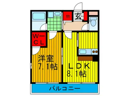カーザ フェリース(1LDK/2階)の間取り写真