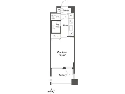 シンシア白金高輪PACE(1K/3階)の間取り写真