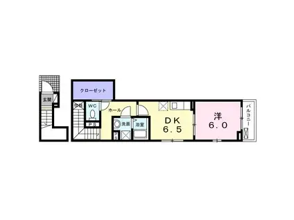 ラ・ジャスティス(1DK/2階)の間取り写真