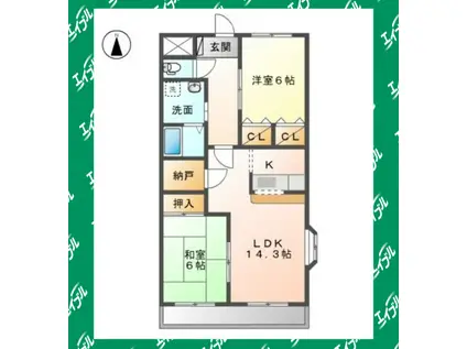 ハッピーアイランド(2LDK/1階)の間取り写真